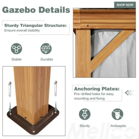 EROMMY Heavy-Duty 20 FT x 14 FT Metal Hardtop Gazebo image {6}