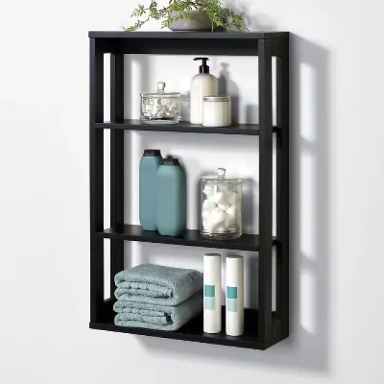 Wooden Wall Shelf Matte Black - Zenna Home image {1}