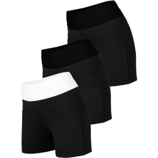 Blis 3 Pack Shorts for Women Foldover Biker Shorts For Women High Waisted Workout Yoga Shorts Booty Shorts For Women image {5}
