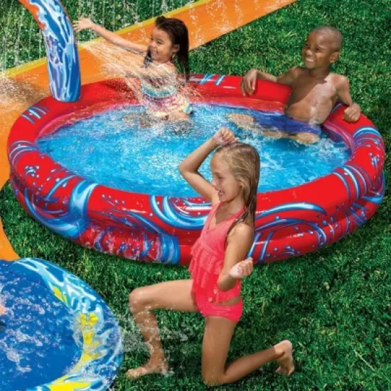 Banzai Cyclone Splash Water Park Outdoor Backyard Inflatable Toy with Sprinkling Slide and Kiddie Pool, image {1}