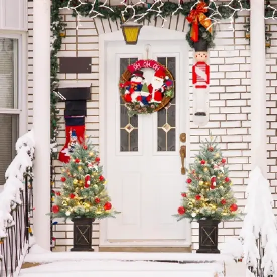 3 Ft Pre-Lit Christmas Tree, Artificial Christmas Trees with Base, Xmas Trees with 78  Lights image {5}