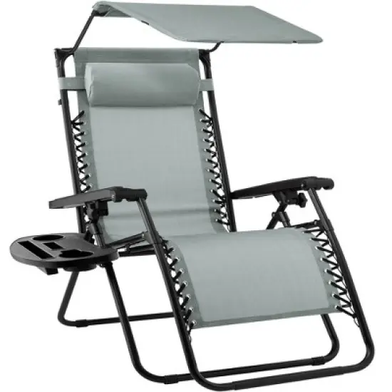 Best Choice Products Folding Zero Gravity Recliner Patio Lounge Chair w/ Canopy Shade, Headrest, Tray image {29}