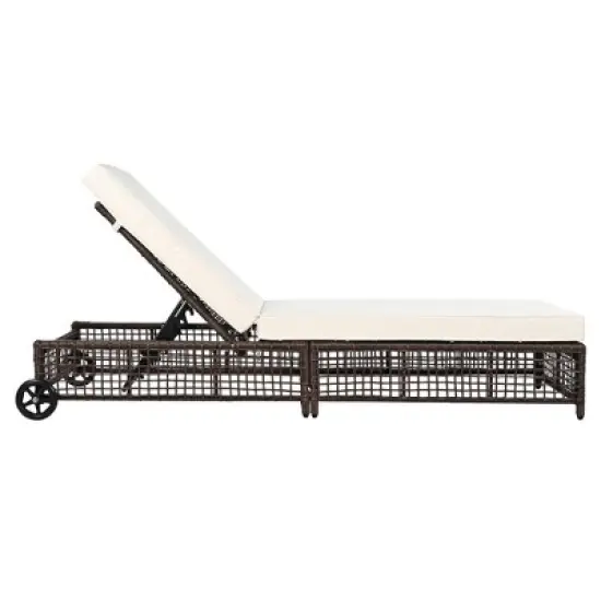 Whisen Rattan Outdoor Lounge Chair, Patio Chaise Lounge with 5-Position Backrest image {9}