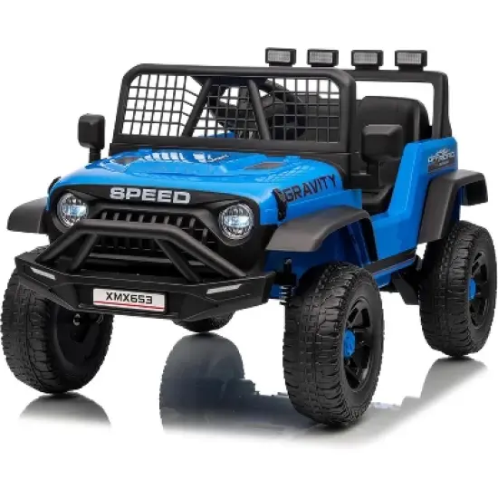 12V Kids Electric Ride-On Truck - Parent Remote Control, 3 Speed Settings, LED Lights & Music Player for Children Ages 3-6 Years image {9}