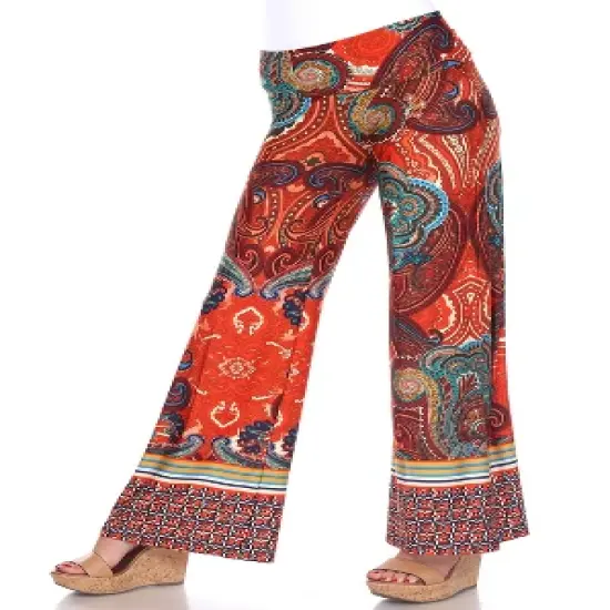 Women's Paisley Printed Palazzo Pants - White Mark image {4}