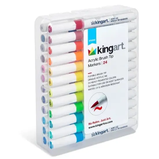 KINGART Acrylic Brush Tip Markers, 24 Colors image {9}