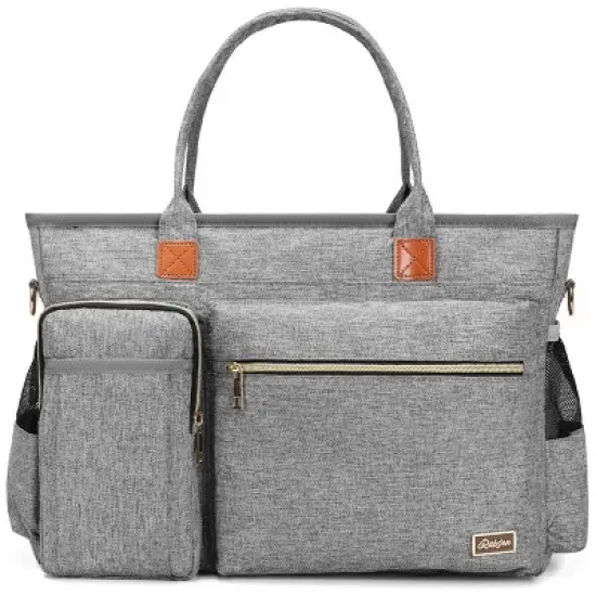 Laptop Tote Bag, Middle Size Computer Messenger Teacher Bag with 15 Padded Laptop Sleeve Grey image {6}