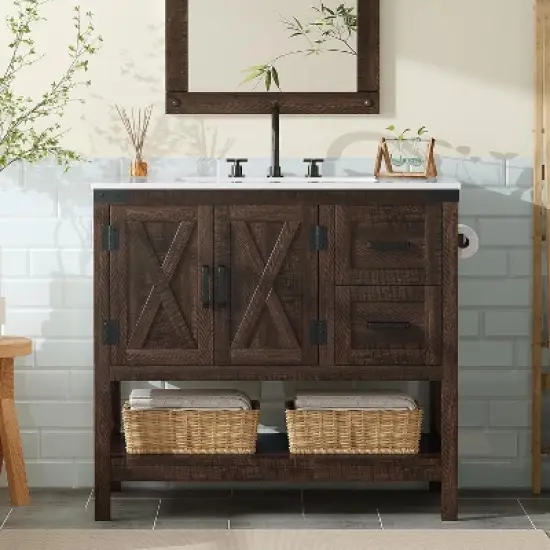 36" Farmhouse Bathroom Vanity with Sink Combo image {11}
