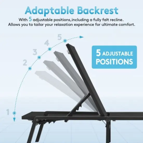 Hyleory Adjustable Aluminum Folding Chaise Lounge - Locking Legs for Secure Relaxation image {4}