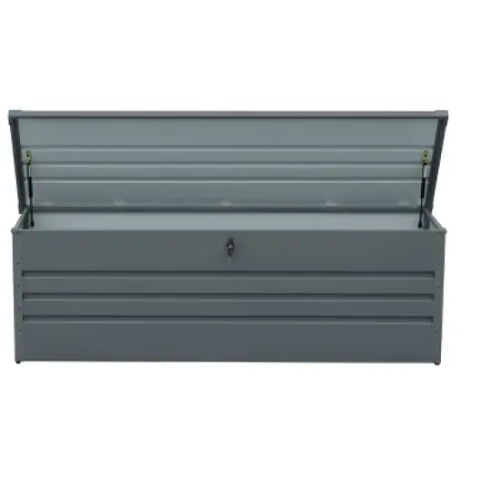 Gulches 260 Gallon Metal Outdoor Deck Box Waterproof, Large Patio Storage Box w/Lockable for Patio Cushions, Pool Accessories, Garden Tools ,Dark Gray image {7}
