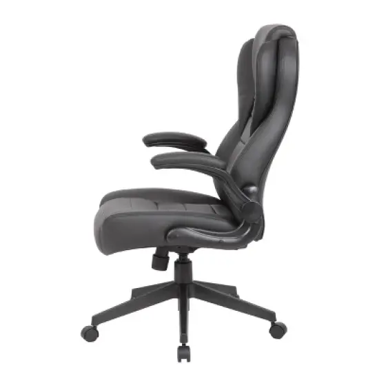 Executive High Back Leatherplus Flip Armchair Black - Boss Office Products image {5}