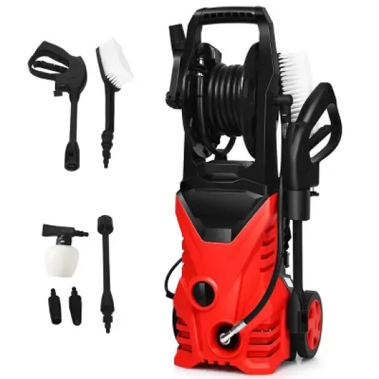 Costway 2030PSI Electric Pressure Washer Cleaner 1.7 GPM 1800W with Hose Reel Red image {3}