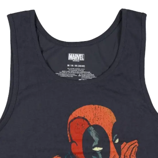 Seven Times Six Marvel Deadpool Men's Sleeveless T-Shirt Sshhh No One Cares Tank Top Grey image {2}