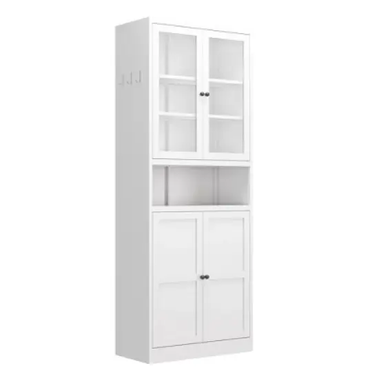 Gulches Freestanding Metal Kitchen Pantry Cabinet - 72" Tall with Adjustable Shelves, Heavy Duty Stainless Steel Frame, White 27.6"W image {10}
