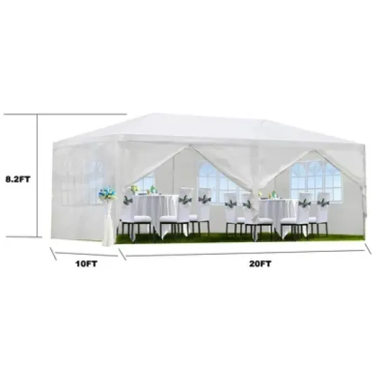 Garvee Outdoor Party Tent Gazebo, 10 x 20 FT Garden Gazebo Wedding Party Tent Canopy Marquee with 6 Removable Sidewalls image {2}