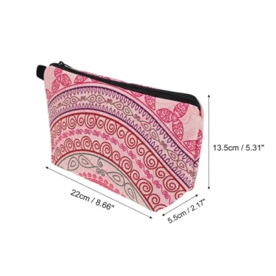 Unique Bargains Flower Printed Makeup Bag Pink 1 Pc image {1}