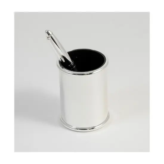 Bey-Berk Pen Cup With Black ABS Plastic Lining Silver Plated (D595) image {2}