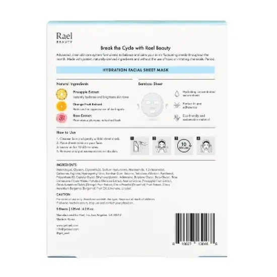Rael Beauty Hydration Facial Sheet Mask - 5ct/4.2oz image {1}
