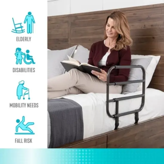 Able Life Bedside Extend-A-Rail, Adjustable Safety Guard Rail for Seniors, Black image {5}