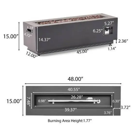 5pc Wicker Chat Set with Fire Table - Gray/Light Gray/Dark Gray - Christopher Knight Home image {9}