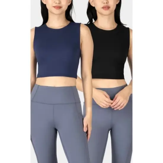 Yogalicious - Womens Fitted Cropped Tank Top 2 Pack image {13}