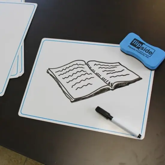 Flipside Products Magnetic Dry Erase Learning Mat, Two-Sided Plain, 9" x 12", Pack of 12 image {3}