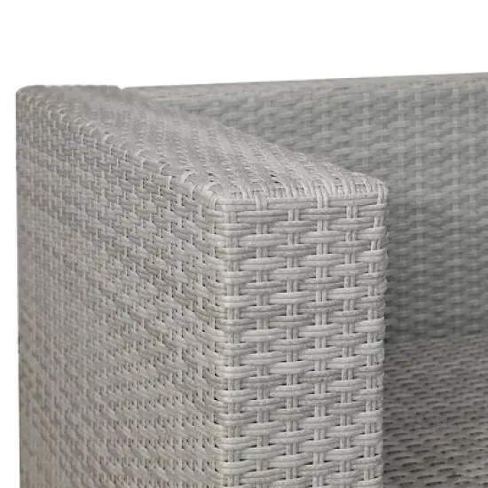 7pc Wicker Patio Conversation Set with Pillows & Cushion - Gray/Blue - GODEER image {10}