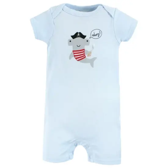 Hudson Baby Infant Boy Cotton Rompers, Pirate Shark image {2}
