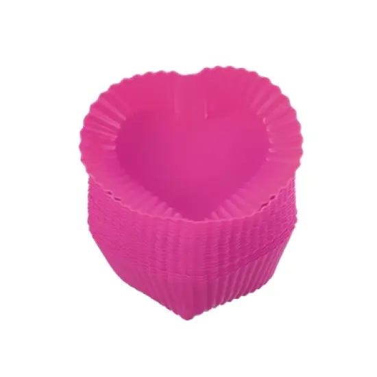 Unique Bargains Silicone Heat Resistant Cupcake Liners Heart Shape Baking Cups 18 Pcs image {10}