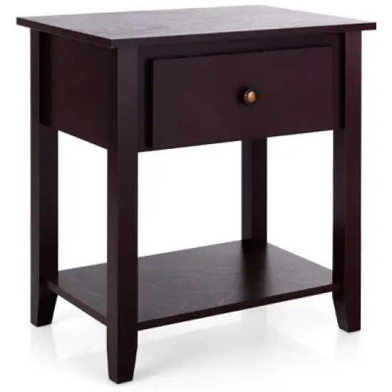 Costway Nightstand Beside Table Chest Sofa Table End Table Accent Table White image {12}