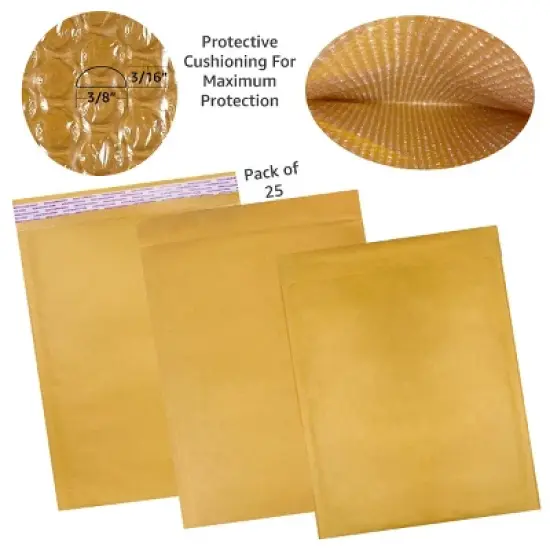 UOFFICE Pack of 25 Kraft Bubble Mailers 14.25" x 20" - #7 Self-Sealing Padded Envelopes image {2}