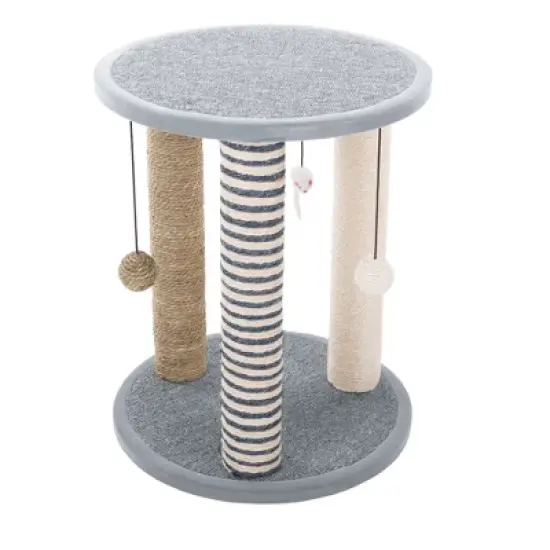 Pet Adobe Scratching Post for Cats - 15.75" x 15.75" x 19.25", Gray image {2}