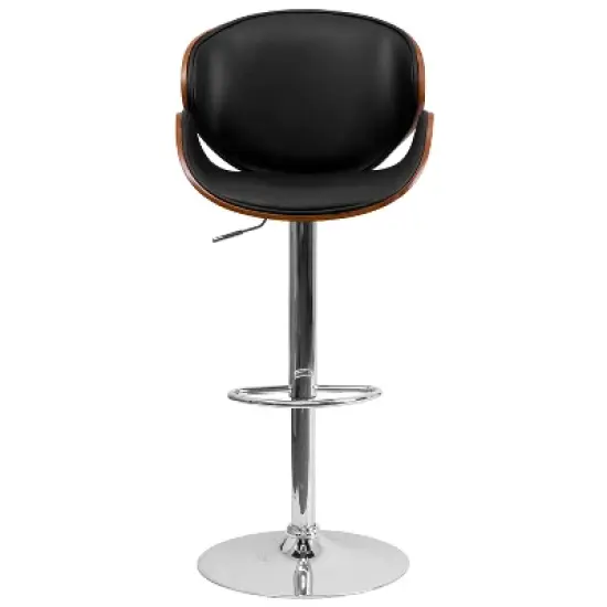Flash Furniture Bentwood Adjustable Height Barstool with Curved Vinyl Seat and Back image {8}