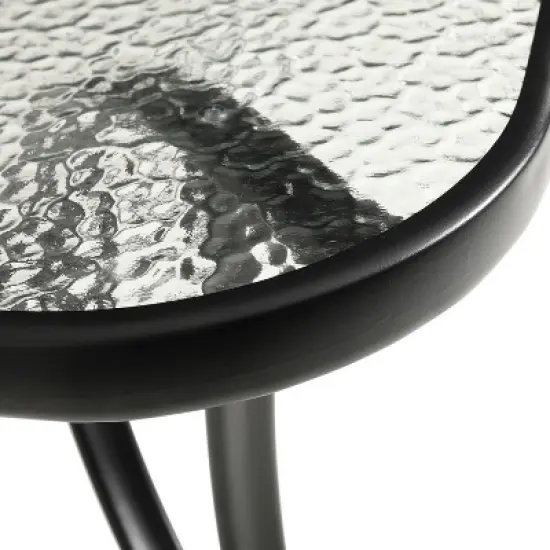 Flash Furniture Tory Commercial Grade Patio Table with Tempered Glass Top with Umbrella Hole and Steel Tube Frame image {6}