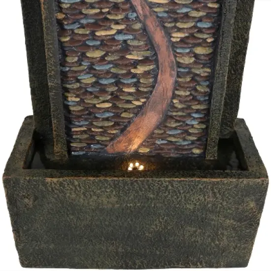 Sunnydaze 39"H Electric Polyresin and Fiberglass Modern Road Column Outdoor Water Fountain with LED Lights image {4}