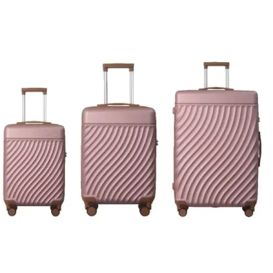 MAYEERTY 3-Piece ABS Luggage Set Suitcases with Multi-Position Handle, Silent Spinner Wheels, and TSA Lock - 20''24''28'', Rose Gold image {9}