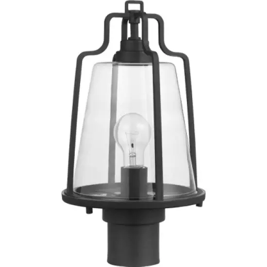 Progress Lighting Benton Harbor 1-Light Outdoor Wall Lantern in Black with Clear Glass Shade image {2}