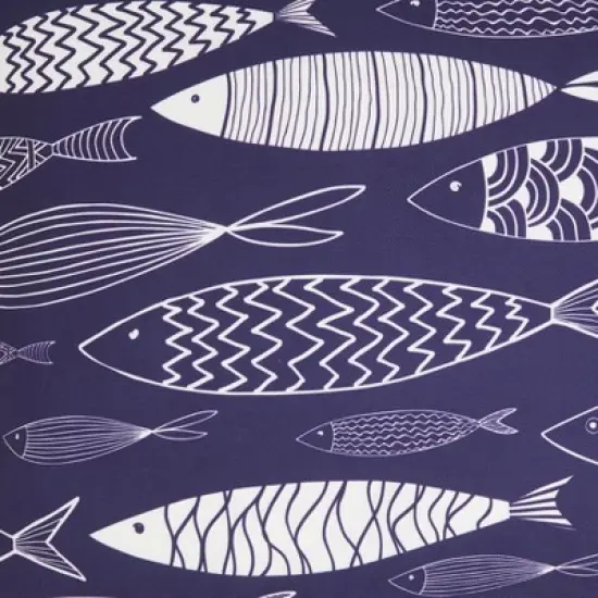 Saro Lifestyle Whimsical School of Fish Outdoor Pillow with Poly Fill, 18"x18", Blue image {2}
