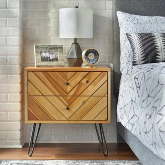 Alexandria 2 Drawer Nightstand Oak - Lifestorey image {1}