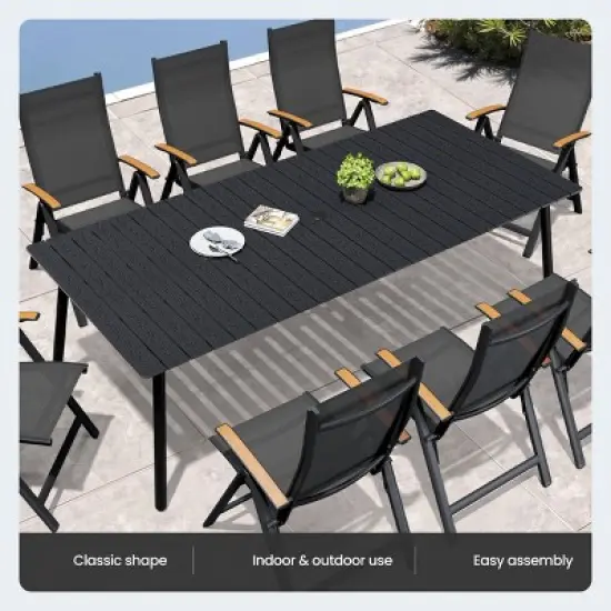 Crestlive Products Outdoor Dining Set Patio Dining Table with folding Dining Chairs Wooden-Like Top and Aluminum Frame Umbrella Hole image {8}