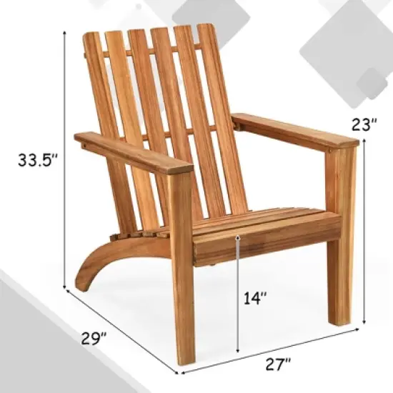 Costway Patio Acacia Wood Adirondack Chair Lounge Armchair Durable Outdoor Garden Yard image {2}