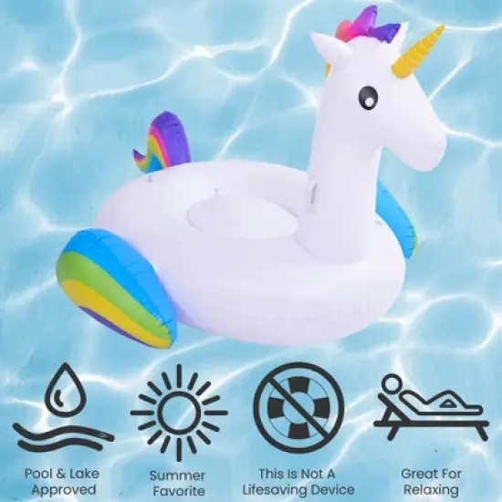 Pool Central 85.5" Inflatable 1-Person Jumbo Magical Unicorn Pool Float - White image {4}