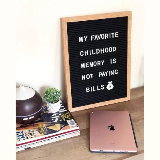 Amped Co - 162X12" Premium Felt Letter Board: 460 Letters, Oversized Emojis, Oak Wood Frame, PreCut Letters in 3 Canvas Bags image {1}