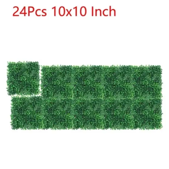 24PCS 10"x10" Grass Wall Artificial Boxwood Panels Wall Hedge Decor With Zip Ties image {6}
