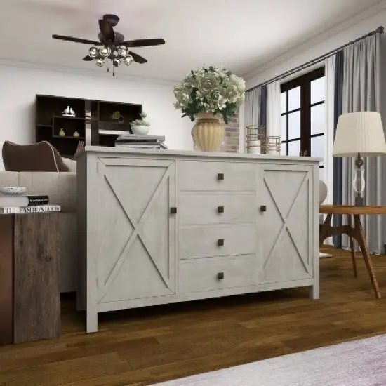 Farmhouse Wood Rectangular Sideboard White - Olivia & May image {12}