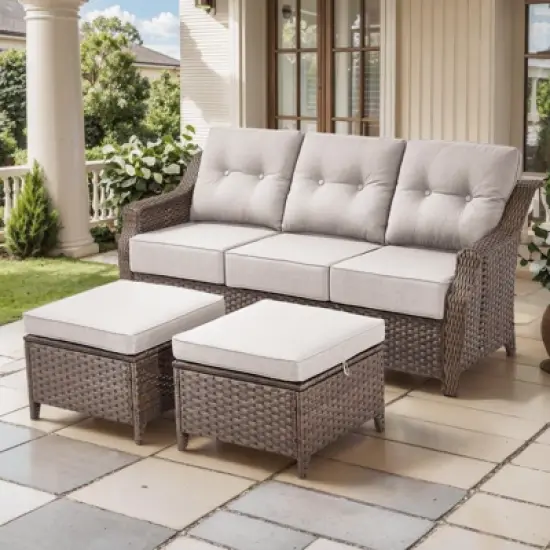 Gymojoy Outdoor Sofa Couch 3 Seater Sofa Deep Seat Sofa image {12}