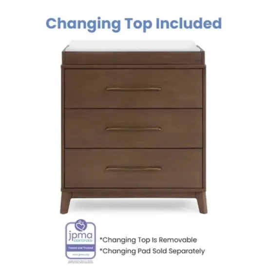 Delta Children Spencer 3 Drawer Dresser with Changing Topper image {6}