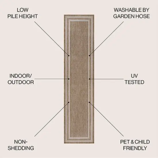 Dover Classic 3-Stripe Border Indoor/Outdoor Area Rug - JONATHAN Y image {2}