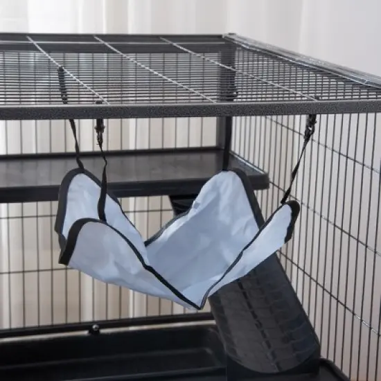 PawHut 3-Story Small Animal Cage, Metal Ferret Cage, Chinchilla Play House, with Casters Hammock No Leaking Tray Storage Shelf, 31.5"x20.5"x33" image {5}