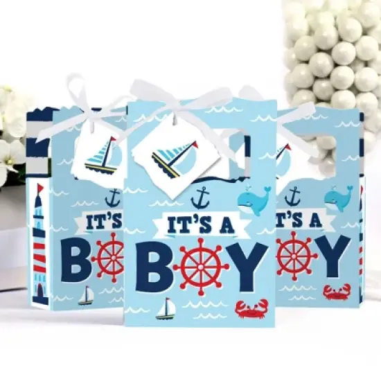 Big Dot of Happiness Ahoy It's a Boy - Nautical Baby Shower Favor Boxes - Set of 12 image {2}